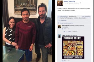 Keanu Reeves kasama sina Jinky at Manny Pacquiao