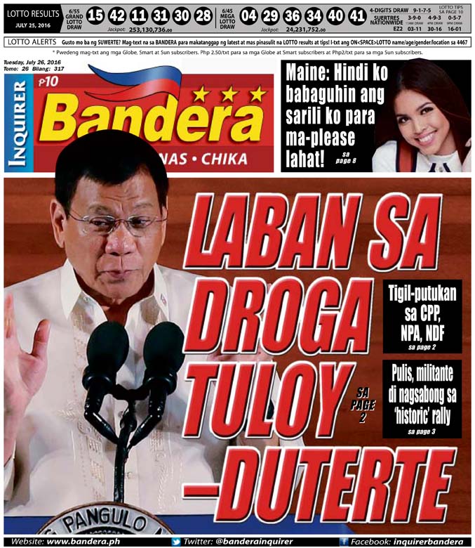 Laban sa droga tuloy—Duterte Bandera | Bandera