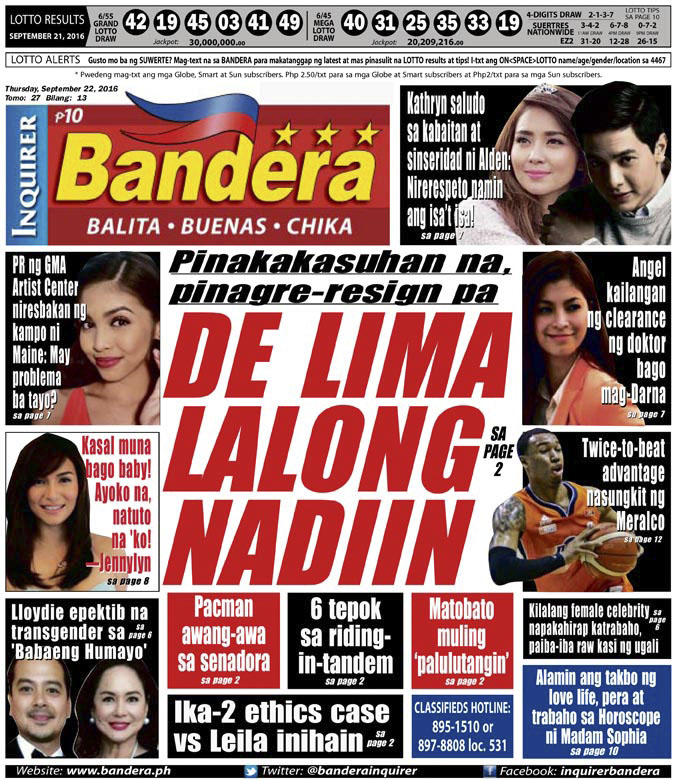 INQUIRER BANDERA VISAYAS SEPTEMBER 22, 2016