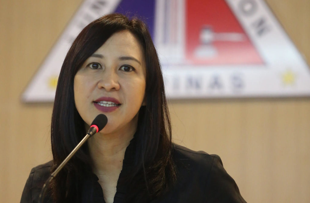 Mayor Joy Belmonte habang nagtatalumpati sa mga residente ng Quezon City.