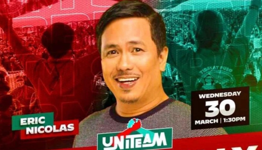 Eric Nicolas inaming trabaho ang pagiging bahagi ng UniTeam rally