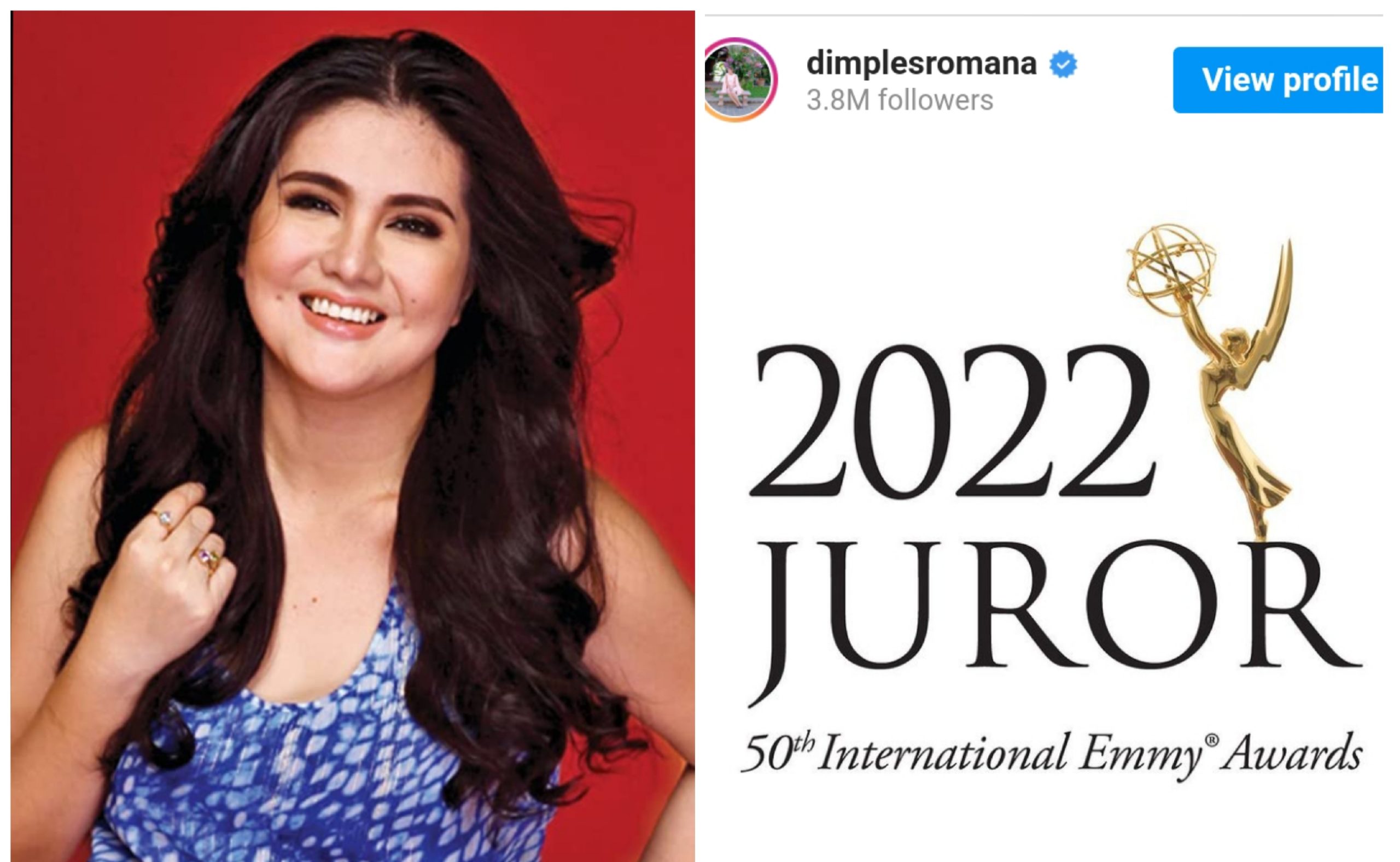 Ibinandera ng Kapamilya actress na si Dimples Romana na nakatanggap siya ng invitation para maging isa sa mga jurors ng 2022 International Emmys.