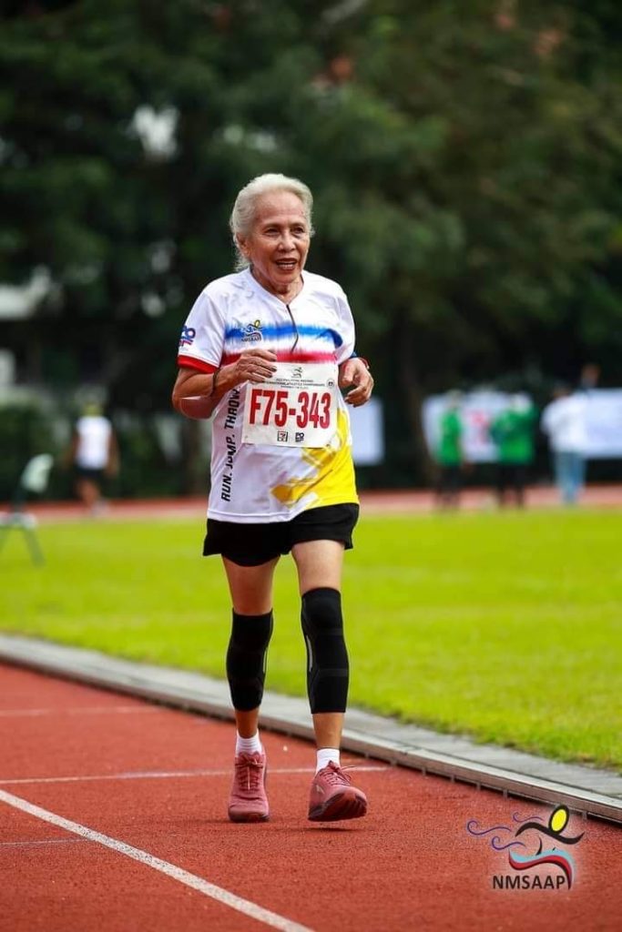 75-year-old lola running in a marathon