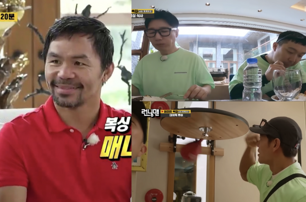 Manny Pacquiao gives a tour, for the first time of his P2.3-B Forbes Park mansion, with the cast of ‘Running Man.’