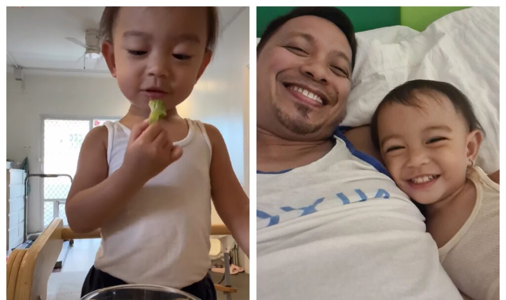 Paglafang ng gulay ng anak ni Jhong Hilario pinusuan ng netizens: 'Mukbang with Sarina! Eat your veggies kids!'