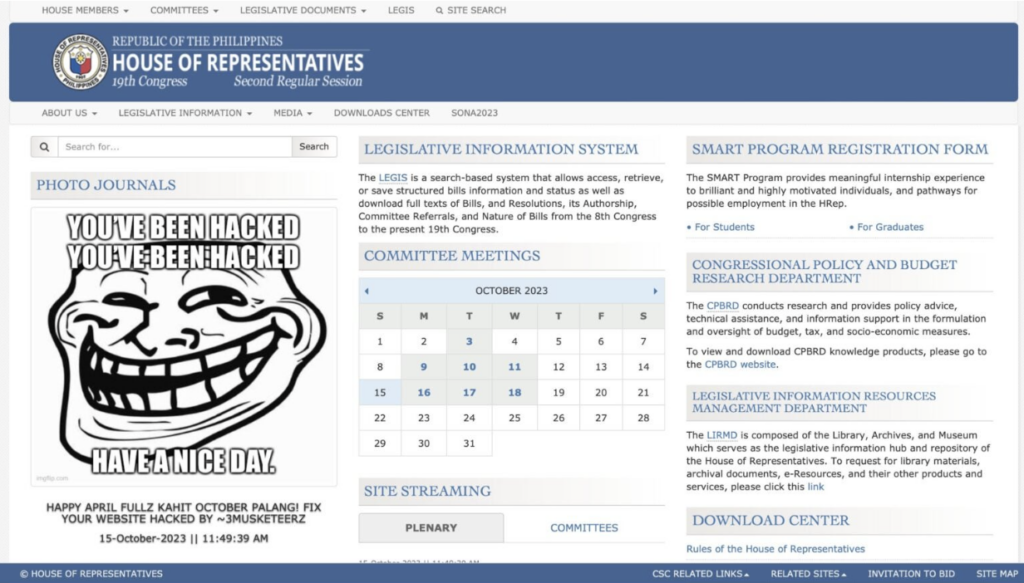 Website ng House of Representative ‘pinuntirya’ ng hackers
