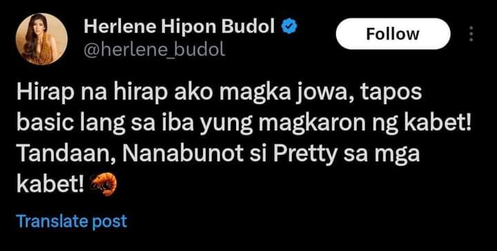 Herlene Budol's tweet