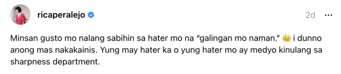 Rica tinalakan ang basher na nagsabing 'lavish' ang kanyang pamumuhay