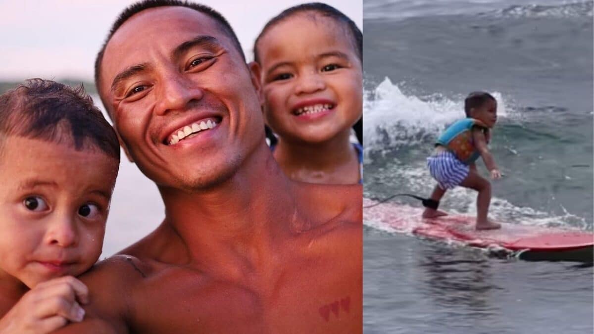 Andi, Philmar super flex sa 3-year-old baby na kayang mag-surf mag-isa