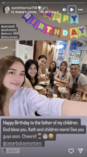 Sunshine, 3 anak ibinandera ang ‘birthday’ message para kay Cesar