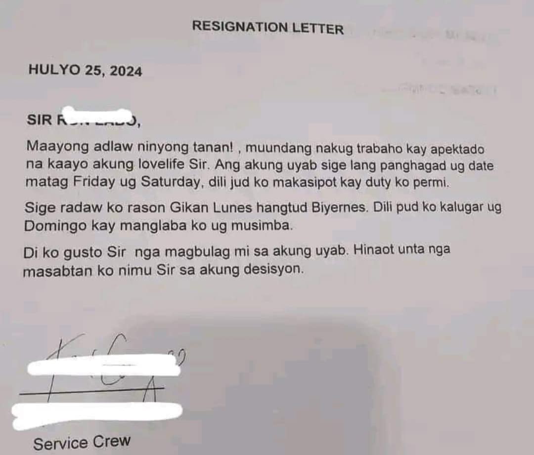 Service crew nag-resign sa trabaho dahil wala nang 'bebe time' sa GF