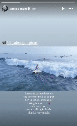 Andi ‘binarag’ ang komentong dapat hindi puro ‘surfing’ ang atupagin ng anak