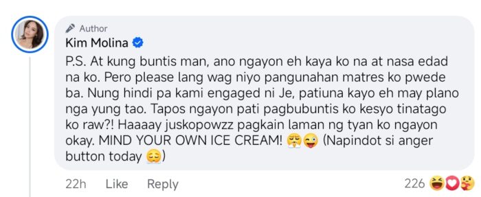 Kim Molina sa chikang buntis siya: ‘Please lang ‘wag niyo pangunahan!’