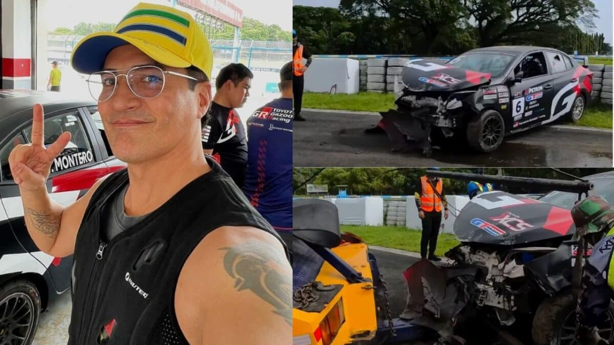 Troy Montero naaksidente, wasak na wasak ang harapan ng racing car, pero…